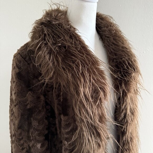 VTG Mixit Penny Lane Coat Sz Large Faux Fur Trim Y2K 90s Boho Jacket Mob Wife - Picture 4 of 16